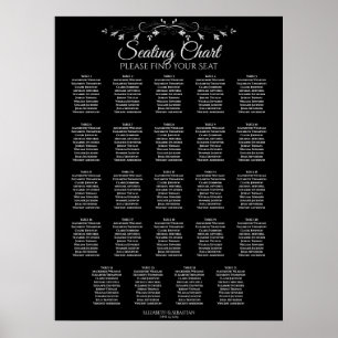 Poster 24 Gráfico de Assentos de Casamento Negro Elegante