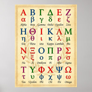 Poster 24 Grécia Letras do Alfabeto Grego em Ordem