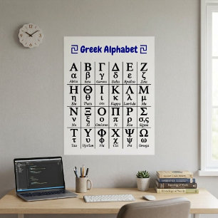 Poster 24 Letras em Ordem Alfabeto Grego Vertical