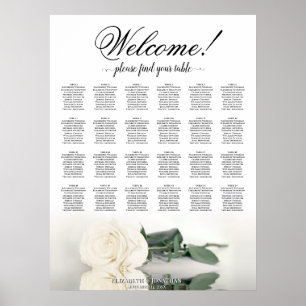 Poster 24 Mesa Carta de Assentos Casamento Rosa Branca El