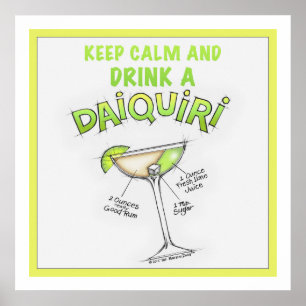 PÓSTER 24" X 24" ARTE DO COCKTAIL DA RECEITA DO DAIQUIRI