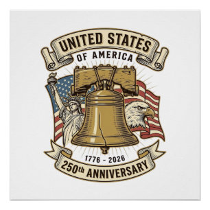 Póster 250º Aniversário dos Estados Unidos Vetor Patrióti