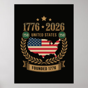 Poster 250º Aniversário Estados Unidos da América 250 EUA