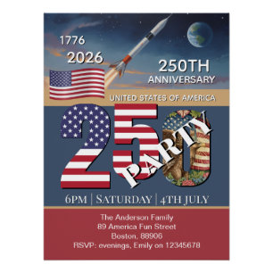 Póster 250º Aniversário EUA, Bandeira Americana / Patriót