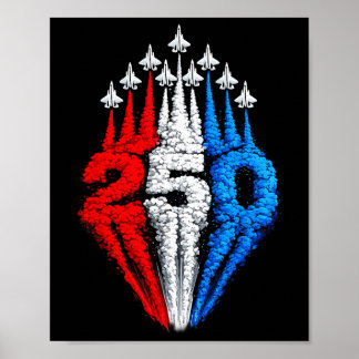 Poster 250º Aniversário EUA Patriótico 250 Anos 4 de Julh