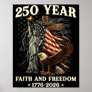 Poster 250º Aniversário EUA Patriótico 250 Anos Americano