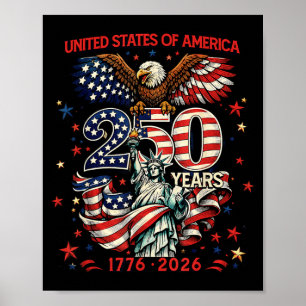 Poster 250 Aniversário EUA 1776-2026 250º Independência