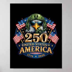 Poster 250 Aniversário EUA 1776 2026 Águia Patriótica 4º