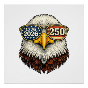 Póster 250 Aniversário EUA 1776-2026 Patriótico Águia Car