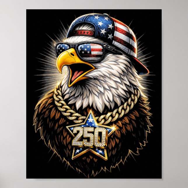 Poster 250 Aniversário EUA Engraçado 4 de Julho Independê (Frente)