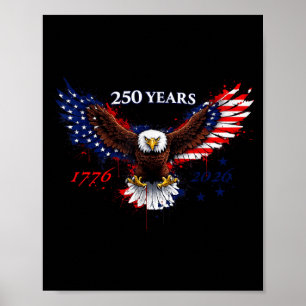Poster 250 anos 1776–2026 bandeira patriótica águia ameri