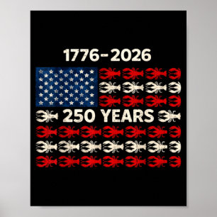 Poster 250 Anos 1776-2026 Bandeira Vintage EUA Lagostim C