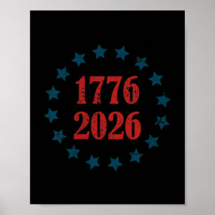 Poster 250 Anos 1776 2026 Ilustração do 250º Aniversário