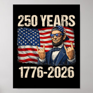 Poster 250 Anos Abraham Lincoln Bandeira Americana 1776-2