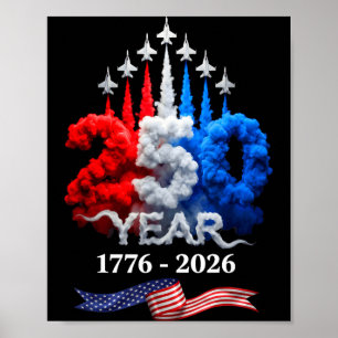 Poster 250 Anos Americano 1776 2026 250º Aniversário 4 de