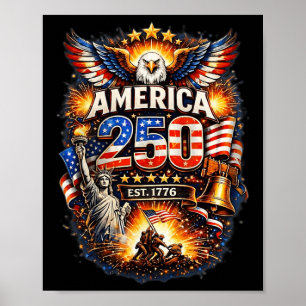 Poster 250 Anos Americano 1776 2026 250º Aniversário EUA