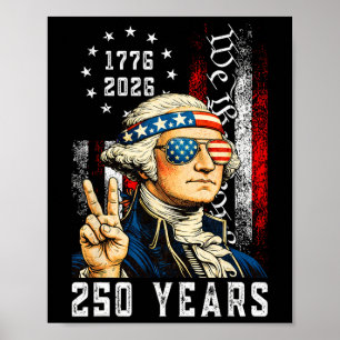 Poster 250 Anos Americano 1776 2026 Engraçado Washington