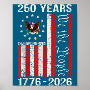 Poster 250 anos americano 250º aniversário eua bandeira d