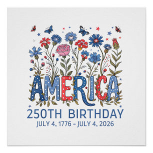 Póster 250 Anos Aniversário da América EUA 250º Aniversár