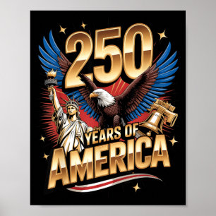 Poster 250 Anos Bandeira Americana 250º Aniversário EUA