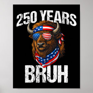 Poster 250 Anos Bruh 4 de Julho Patriótico Bison 250º A