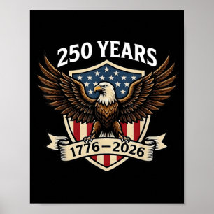 Poster 250 Anos de Aniversário Americano 1776-2026 Águia 