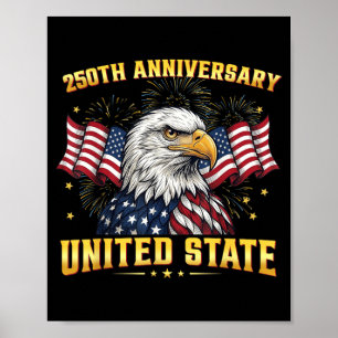 Poster 250 Anos de Aniversário Americano 1776-2026 Bandei