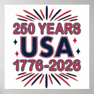 Poster 250 Anos EUA   1776-2026 Semiquincentenário