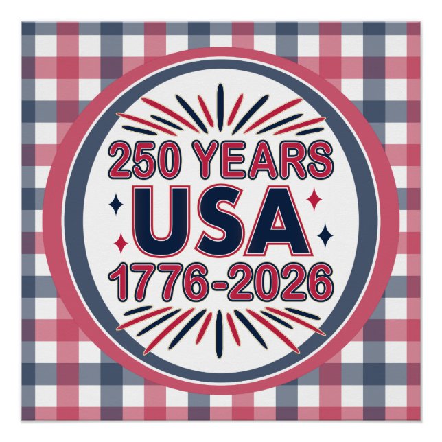 Póster 250 Anos EUA | 1776-2026 Semiquincentenário (Frente)
