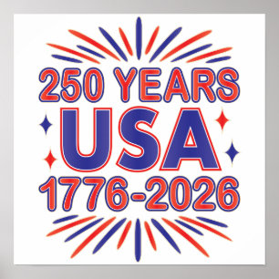 Poster 250 Anos EUA   1776-2026 Semiquincentenário