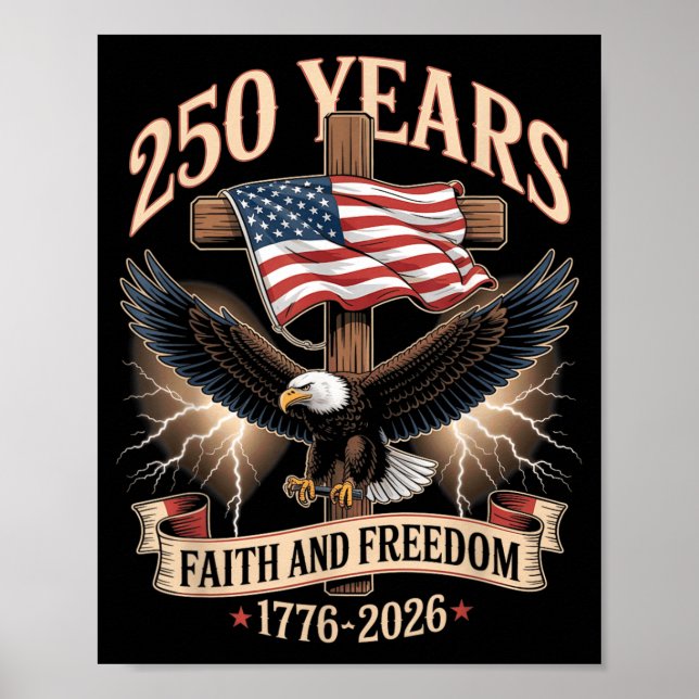 Poster 250 Anos Fé e Liberdade Cristã EUA 250º (Frente)