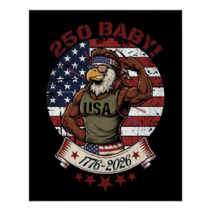 Póster 250 Bebê! Águia Patriótica Americana Flex 1776-202