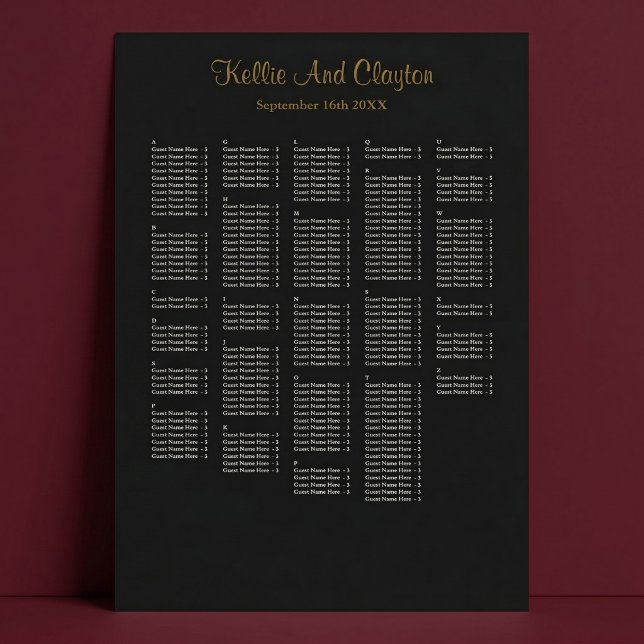 Poster 250+ Carta de Assentos de Casamento Simples (Criador carregado)