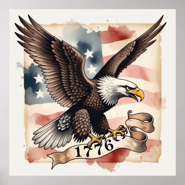 Poster 250th Anniversary Patriotic Bald Eagle 1776 (Frente)