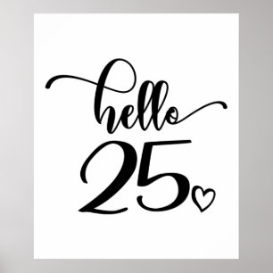 Poster 25 Birthday Women Hello 25 Cute 25 Anos