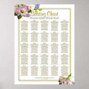 Poster 25 florais Pastel da carta do assento do casamento
