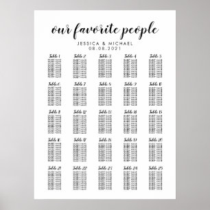 Poster 25 Gráfico de Assentos Convidados de Casamento Gra