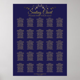 Poster 25 Gráfico de Assentos de Casamento Dourado e Mari