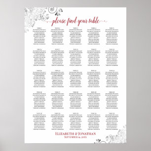 Poster 25 Gráfico de Assentos de Casamento Legado de Mesa