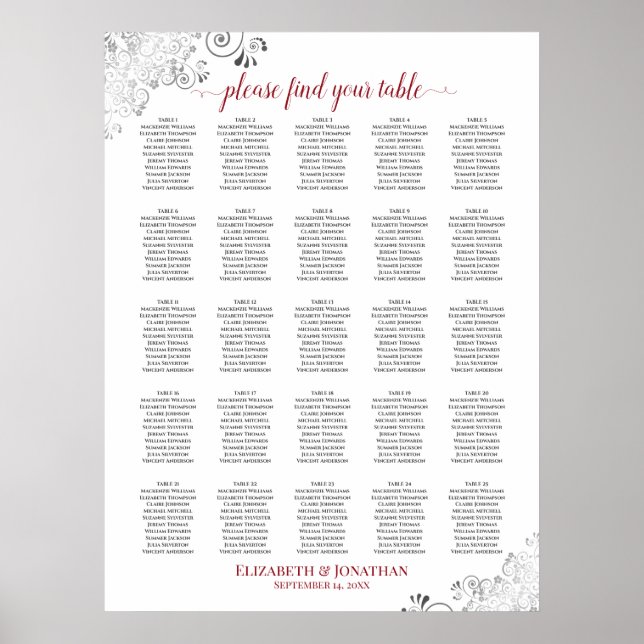 Poster 25 Gráfico de Assentos de Casamento Legado de Mesa (Frente)
