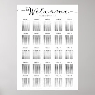 Poster 25 Gráfico de assentos de Mesa Encontre seu assent