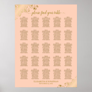 Poster 25 Gráfico de Casamento de Pêssego Dourado e Cor
