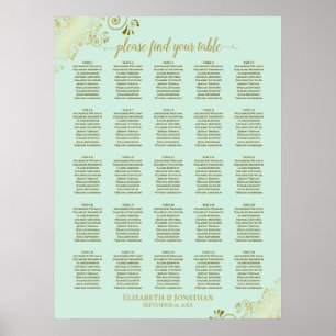Poster 25 Gráfico de Casamento Dourado e Verde de Casa de