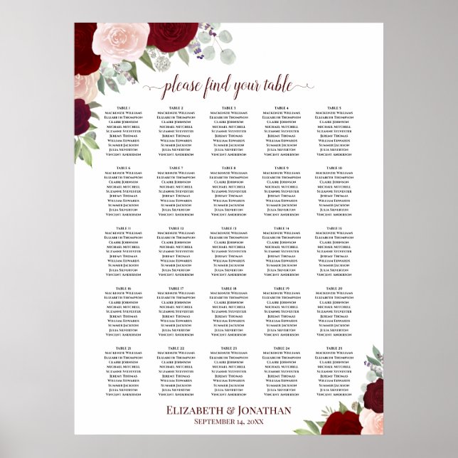 Poster 25 Mesa Vermelha e Rosa Rosas Nascidas (Frente)
