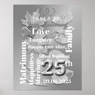 Poster 25 personalizado Si,Aniversário de Casamento