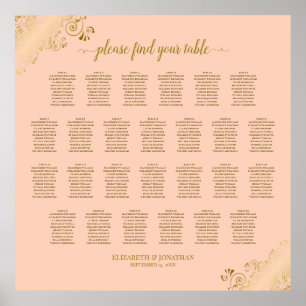 Poster 26 Gráfico de Casamento de Mesas Pêssego de Coral