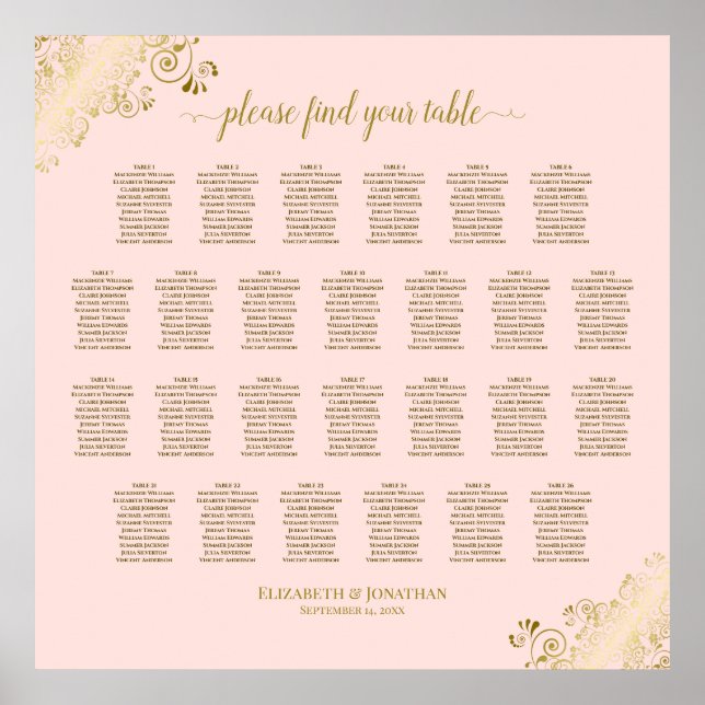 Poster 26 Gráfico Sentado de Casamento de Mesa Rosa Esbra (Frente)