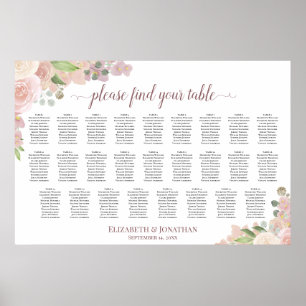 Poster 26 Mesa Rosas Rosa-Rosa-Rosa, Gráfico de Casamento