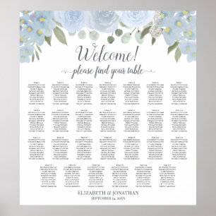 Poster 27 Gráfico de Casamento de Rosas Azuis com Mesa