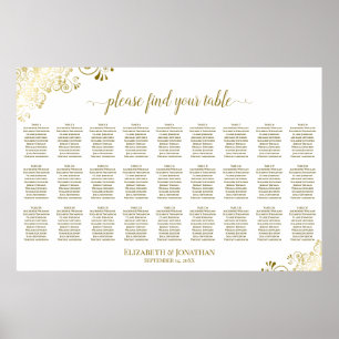 Poster 27 Mesa Carta de Assentos de Casamento Ornata Dour